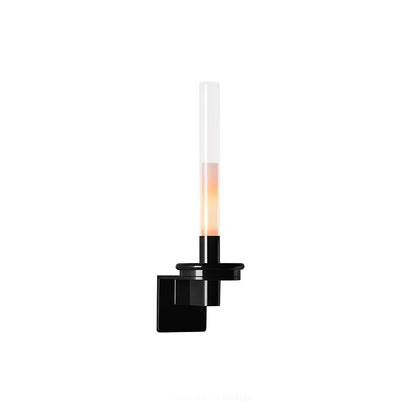 Column Torch Wall Sconce ∅ 5.1″ x H 14.2″ / Black & Clear / Warm Light Wall lamp