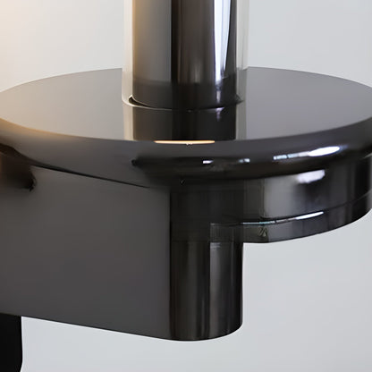 Column Torch Wall Sconce ∅ 5.1″ x H 14.2″ / Black & Clear / Warm Light Wall lamp