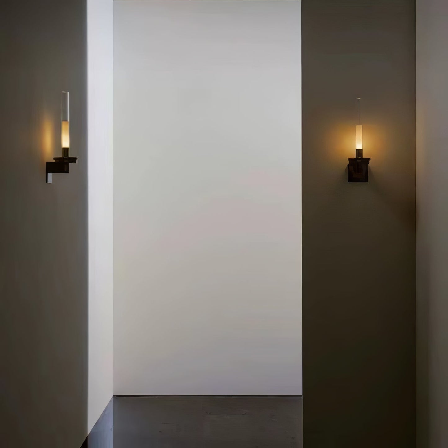 Column Torch Wall Sconce ∅ 5.1″ x H 14.2″ / Black & Clear / Warm Light Wall lamp