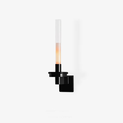 Column Torch Wall Sconce ∅ 5.1″ x H 14.2″ / Black & Clear / Warm Light Wall lamp