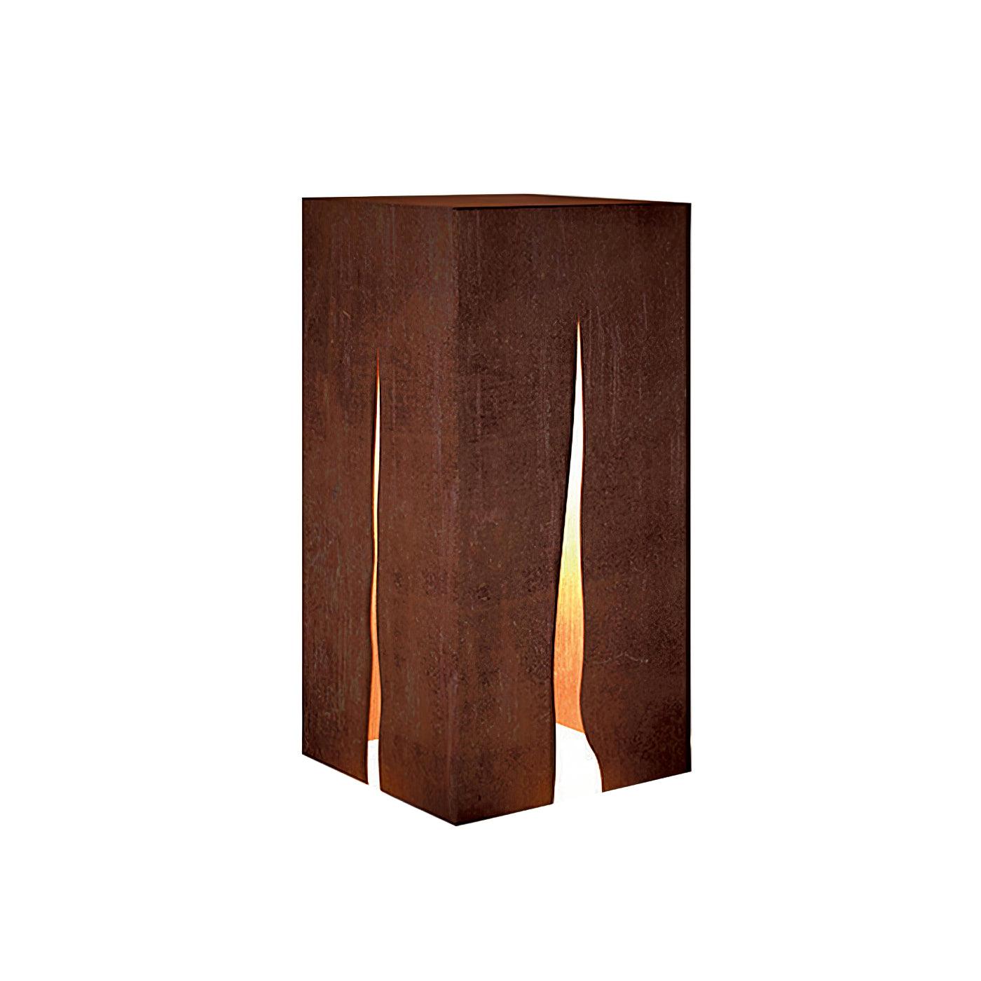Crack Cube Outdoor Light ∅ 11.8″ x H 23.6″ / Dia 30cm x H 60cm / Rust Color / Warm Light Table lamp
