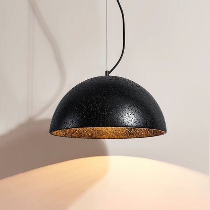 Crescent Glow Pendant Lamp Model A: ∅ 13.8″ x H 9.8″ / Black Travertine pendant Lamp
