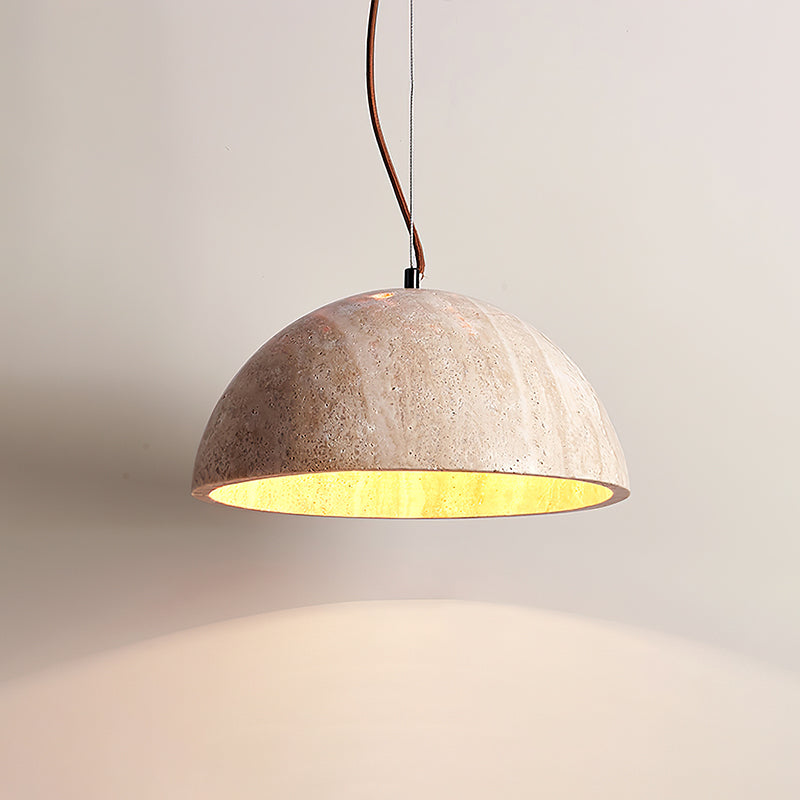 Crescent Glow Pendant Lamp Model A: ∅ 13.8″ x H 9.8″ / Yellow Travertine pendant Lamp