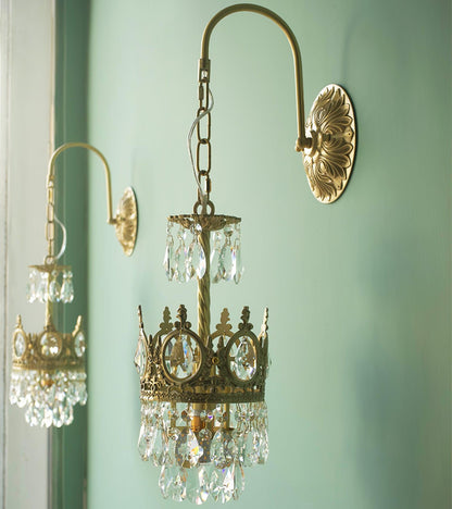 Crystal Crown Wall Light ∅ 6.3″ x H 24.4″ / Dia 16cm x H 62cm / Copper & Clear crystal Wall lamp