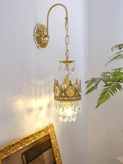 Crystal Crown Wall Light ∅ 6.3″ x H 24.4″ / Dia 16cm x H 62cm / Copper & Clear crystal Wall lamp