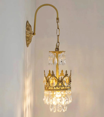 Crystal Crown Wall Light ∅ 6.3″ x H 24.4″ / Dia 16cm x H 62cm / Copper & Clear crystal Wall lamp