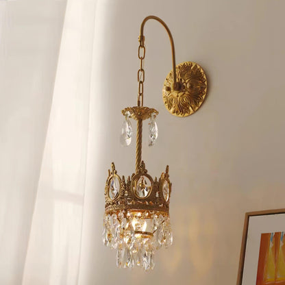 Crystal Crown Wall Light ∅ 6.3″ x H 24.4″ / Dia 16cm x H 62cm / Copper & Clear crystal Wall lamp