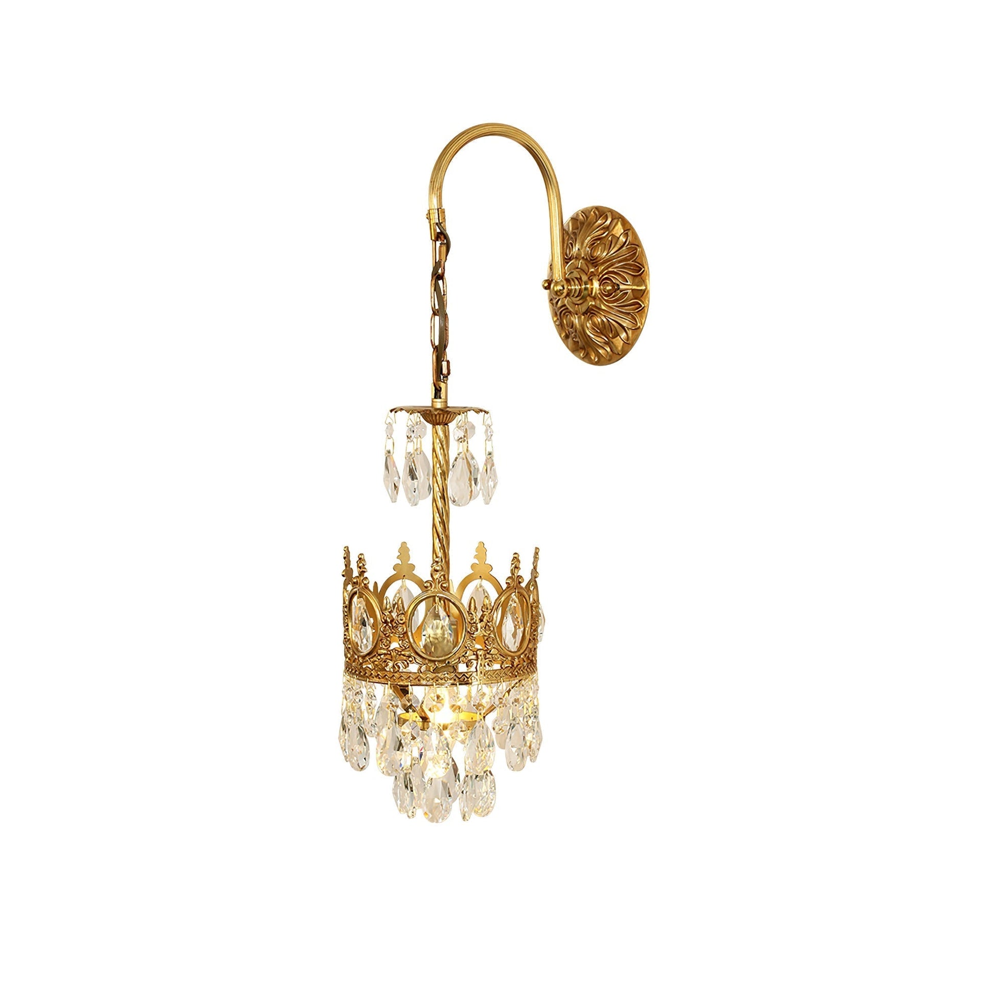 Crystal Crown Wall Light ∅ 6.3″ x H 24.4″ / Dia 16cm x H 62cm / Copper & Clear crystal Wall lamp