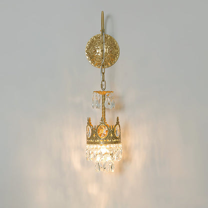 Crystal Crown Wall Light ∅ 6.3″ x H 24.4″ / Dia 16cm x H 62cm / Copper & Clear crystal Wall lamp