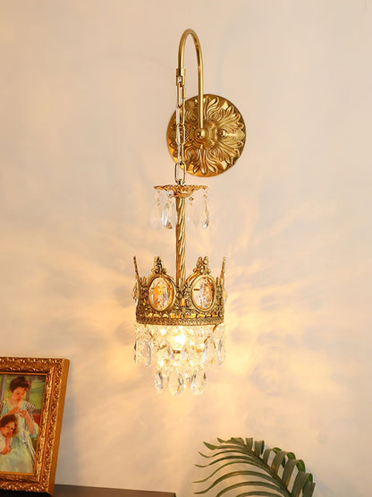 Crystal Crown Wall Light ∅ 6.3″ x H 24.4″ / Dia 16cm x H 62cm / Copper & Clear crystal Wall lamp