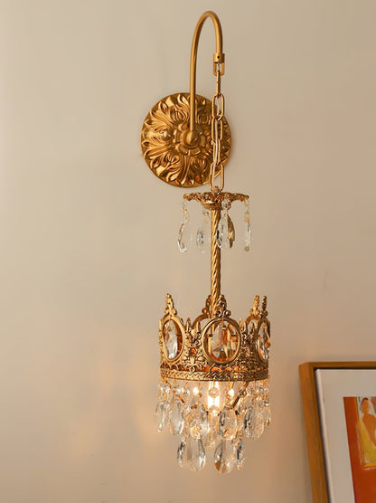 Crystal Crown Wall Light ∅ 6.3″ x H 24.4″ / Dia 16cm x H 62cm / Copper & Clear crystal Wall lamp