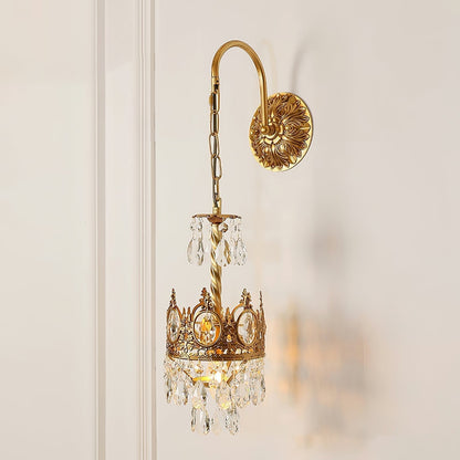 Crystal Crown Wall Light ∅ 6.3″ x H 24.4″ / Dia 16cm x H 62cm / Copper & Clear crystal Wall lamp
