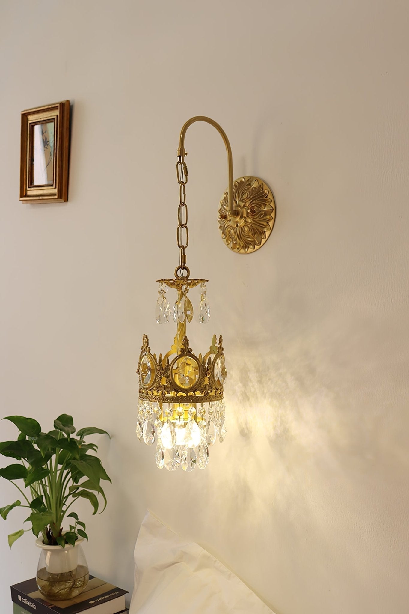 Crystal Crown Wall Light ∅ 6.3″ x H 24.4″ / Dia 16cm x H 62cm / Copper & Clear crystal Wall lamp