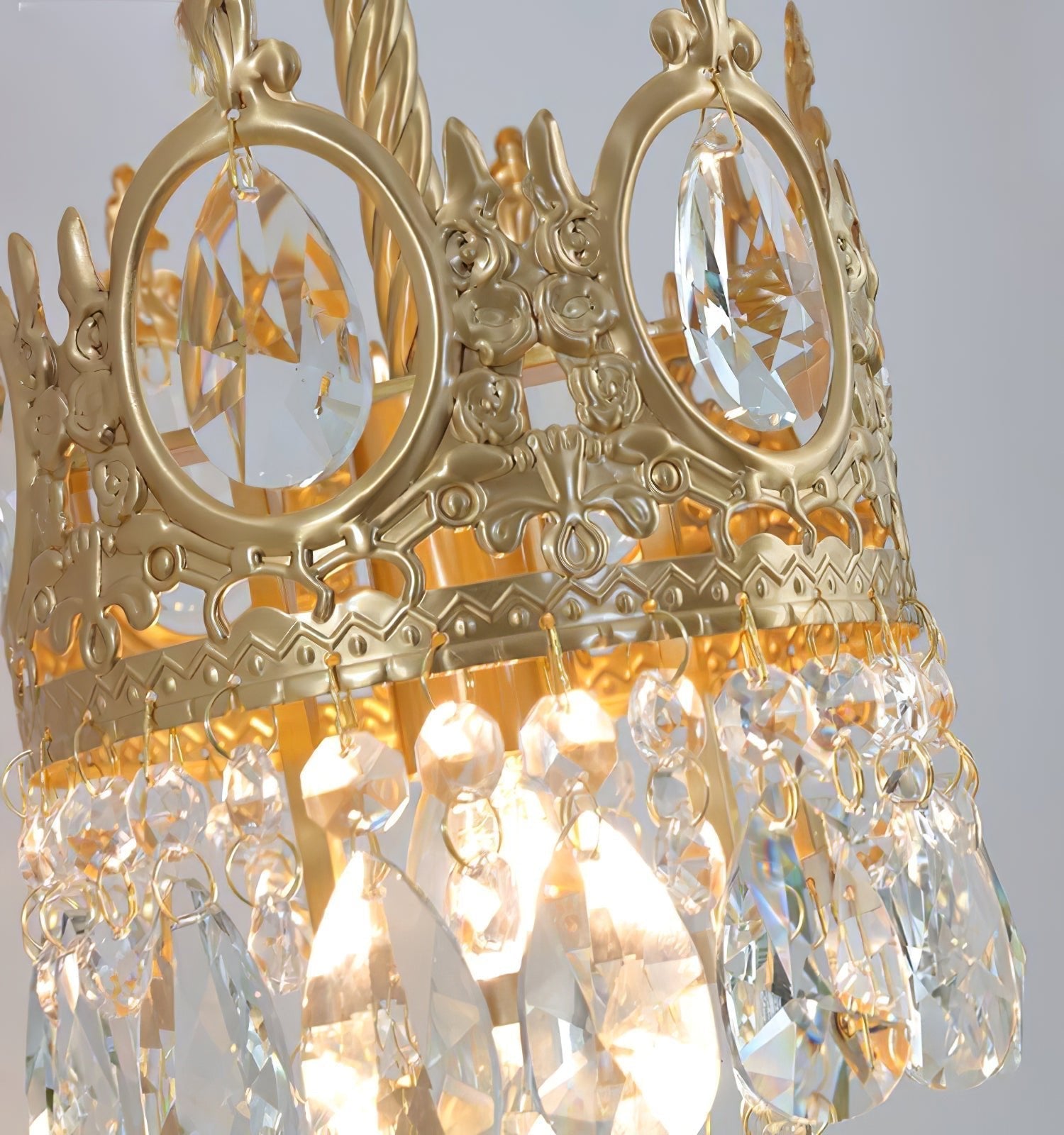 Crystal Crown Wall Light ∅ 6.3″ x H 24.4″ / Dia 16cm x H 62cm / Copper & Clear crystal Wall lamp