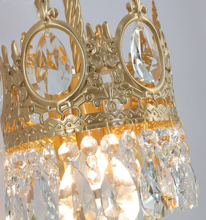 Crystal Crown Wall Light ∅ 6.3″ x H 24.4″ / Dia 16cm x H 62cm / Copper & Clear crystal Wall lamp