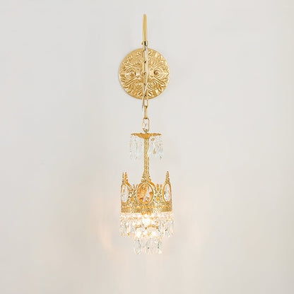 Crystal Crown Wall Light ∅ 6.3″ x H 24.4″ / Dia 16cm x H 62cm / Copper & Clear crystal Wall lamp