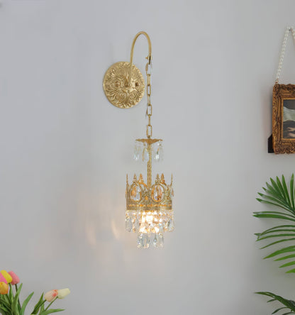 Crystal Crown Wall Light ∅ 6.3″ x H 24.4″ / Dia 16cm x H 62cm / Copper & Clear crystal Wall lamp