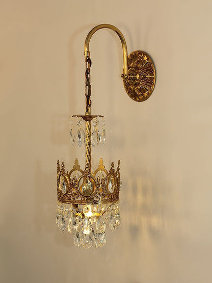 Crystal Crown Wall Light ∅ 6.3″ x H 24.4″ / Dia 16cm x H 62cm / Copper & Clear crystal Wall lamp