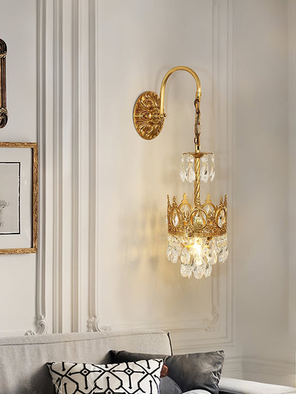 Crystal Crown Wall Light ∅ 6.3″ x H 24.4″ / Dia 16cm x H 62cm / Copper & Clear crystal Wall lamp