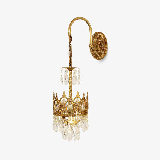 Crystal Crown Wall Light ∅ 6.3″ x H 24.4″ / Dia 16cm x H 62cm / Copper & Clear crystal Wall lamp