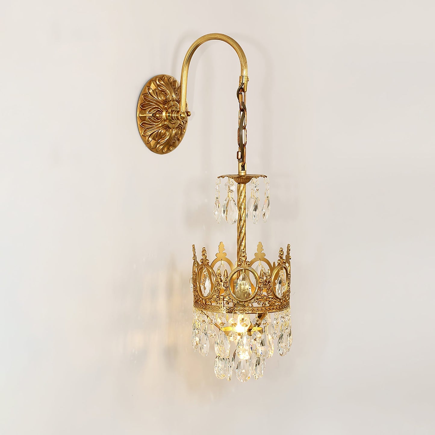 Crystal Crown Wall Light ∅ 6.3″ x H 24.4″ / Dia 16cm x H 62cm / Copper & Clear crystal Wall lamp
