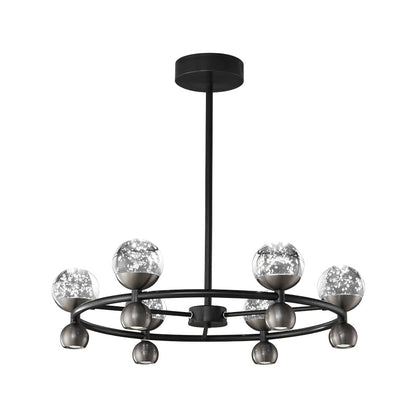 Crystal Nebula Chandelier 6 + 6 heads ∅ 25.6″ x H 7.1″ / Black / Three-Color Changing Light Chandelier