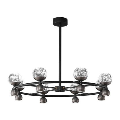 Crystal Nebula Chandelier 8 + 8 heads ∅ 31.5″ x H 7.1″ / Black / Three-Color Changing Light Chandelier