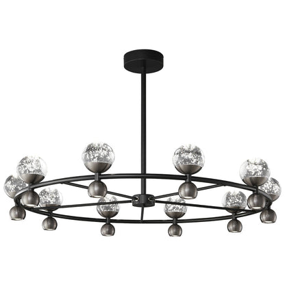Crystal Nebula Chandelier 10 + 10 heads ∅ 39.4″ x H 7.1″ / Black / Three-Color Changing Light Chandelier