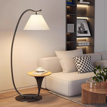 Curvature Floor Lamp ∅ 19.7″ x H 65″ / Black & Wood Color Pallet / US Plug Floor lamp