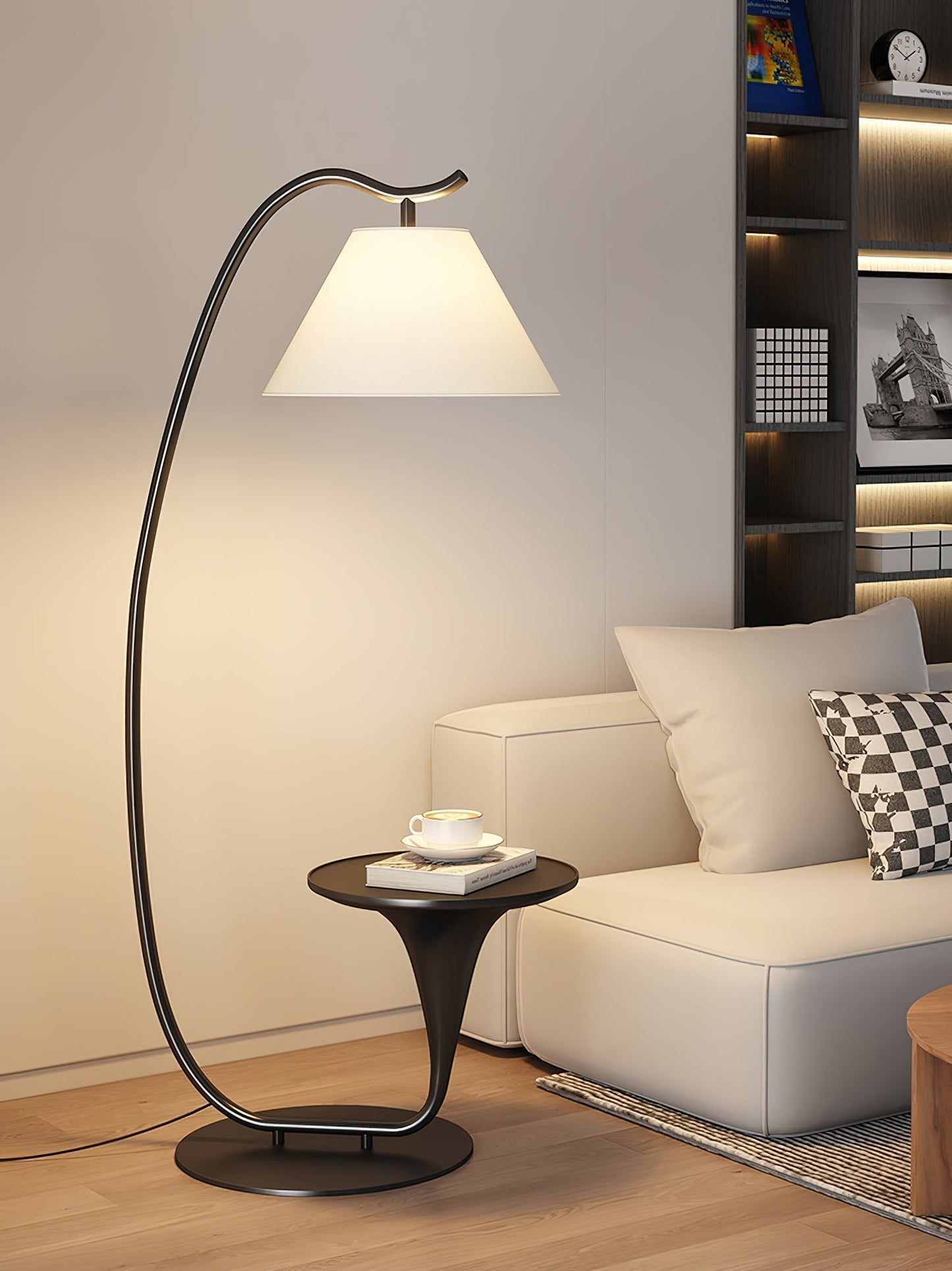 Curvature Floor Lamp ∅ 19.7″ x H 65″ / Black & Black Pallet / US Plug Floor lamp