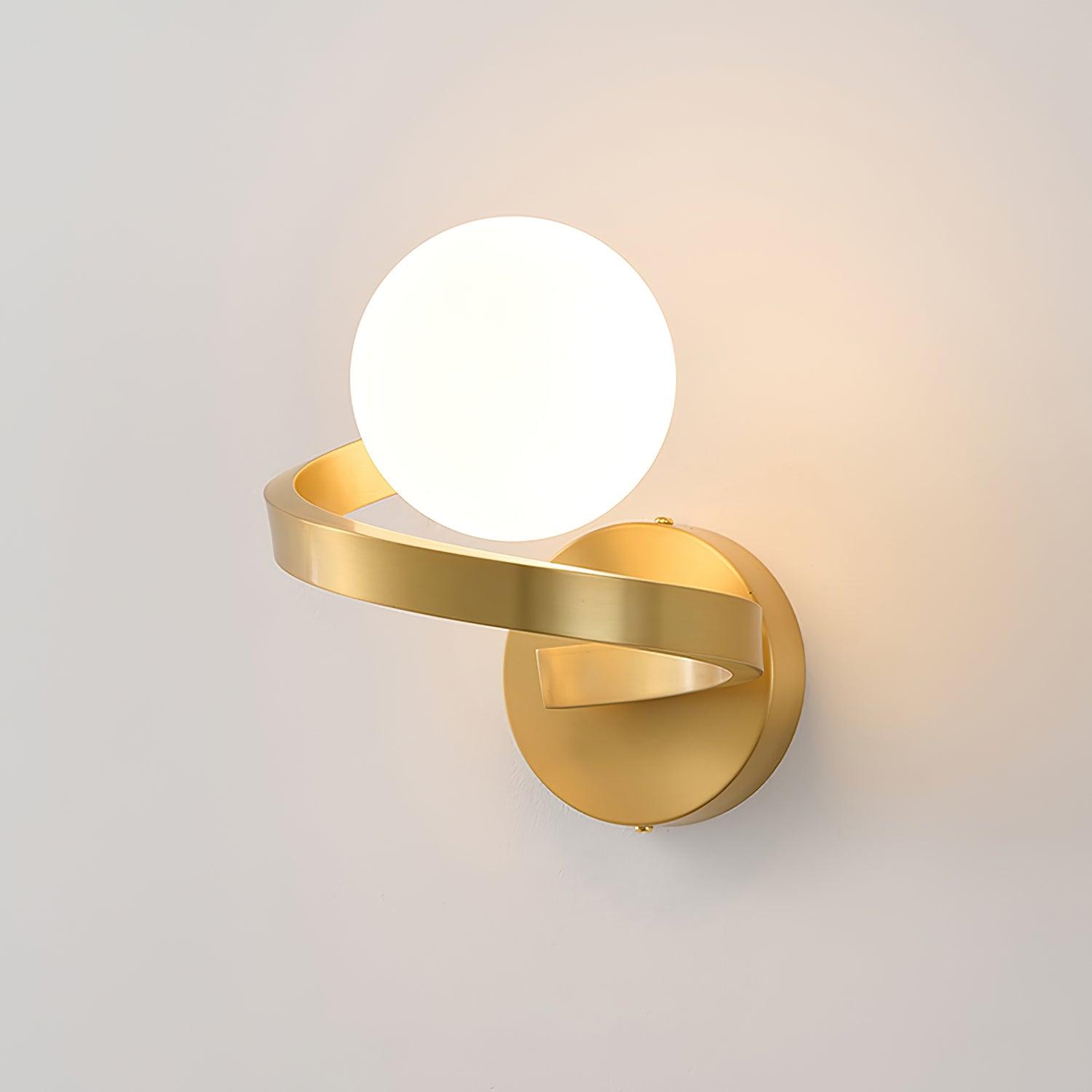 Curved Brass Wall Lamp ∅ 5.9″ x W 57.1″ x H 7.9″ / Dia 15cm x W 18cm x H 20cm / Brass & White Wall lamp