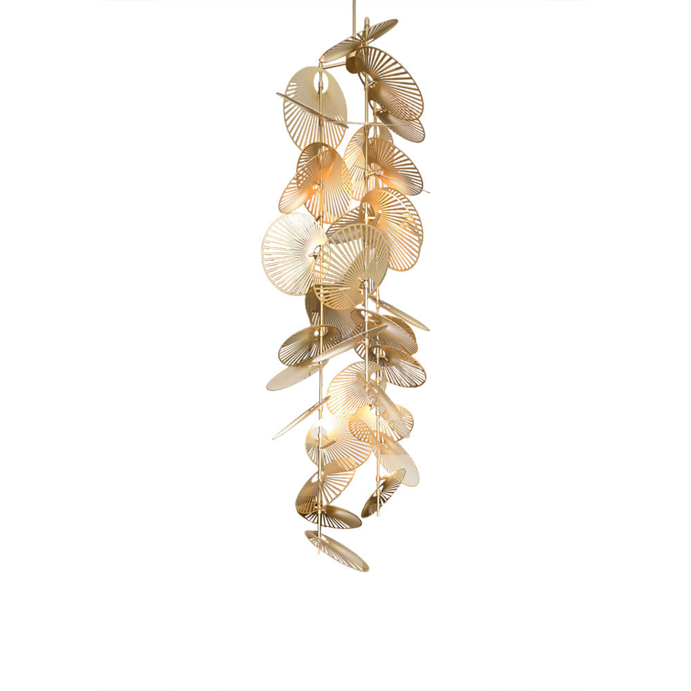 Cattail Leaf Chandelier ∅ 31.5″ x H 98.4″ / Dia 80cm x H 250cm / Gold Chandelier