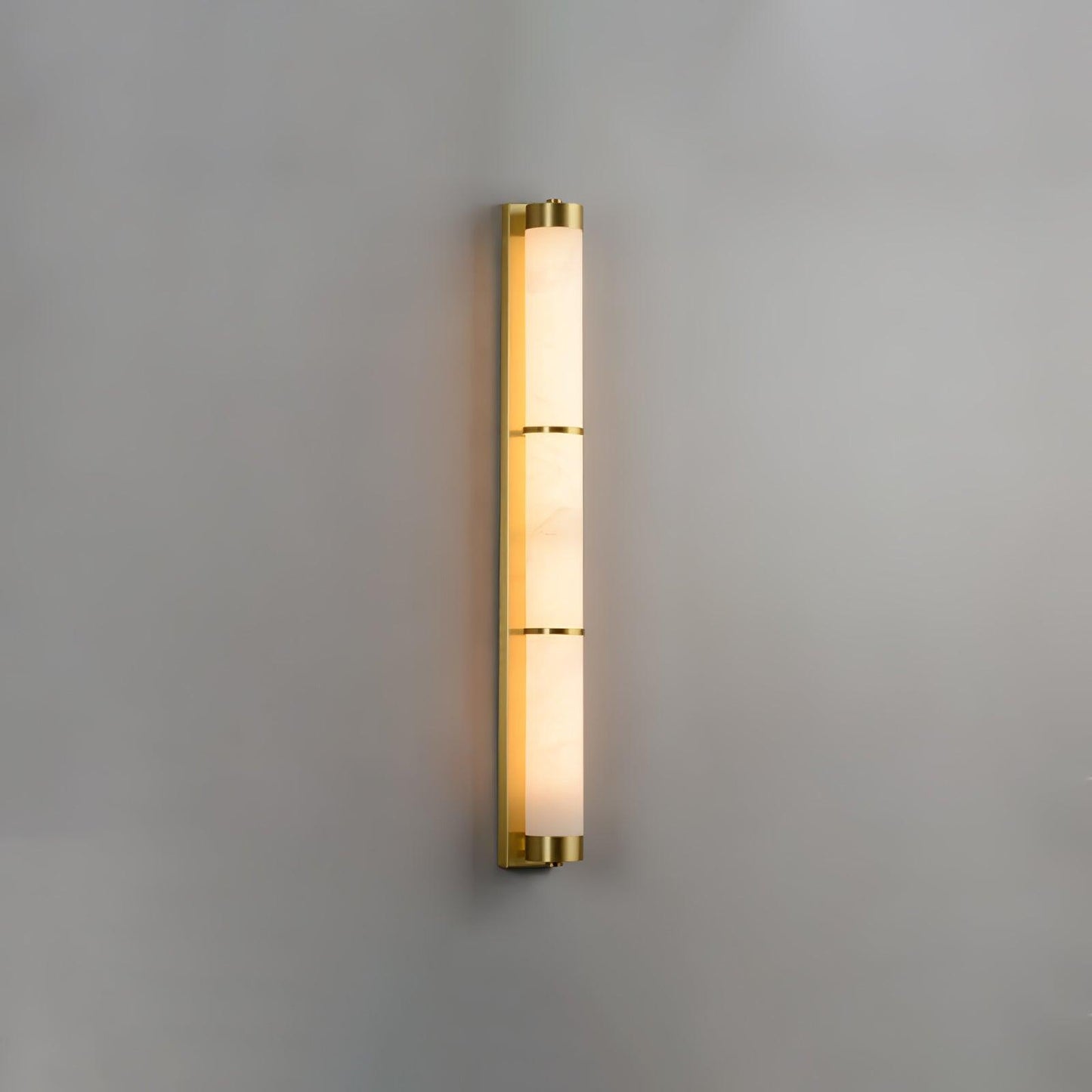 Cylindra Alabaster Brass Wall Light Model C ∅ 3.1″ x H 31.5″ / ∅ 8cm x H 80cm / Brass & White / Warm Light Wall lamp