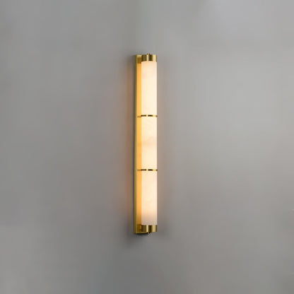 Cylindra Alabaster Brass Wall Light Model C ∅ 3.1″ x H 31.5″ / ∅ 8cm x H 80cm / Brass & White / Warm Light Wall lamp