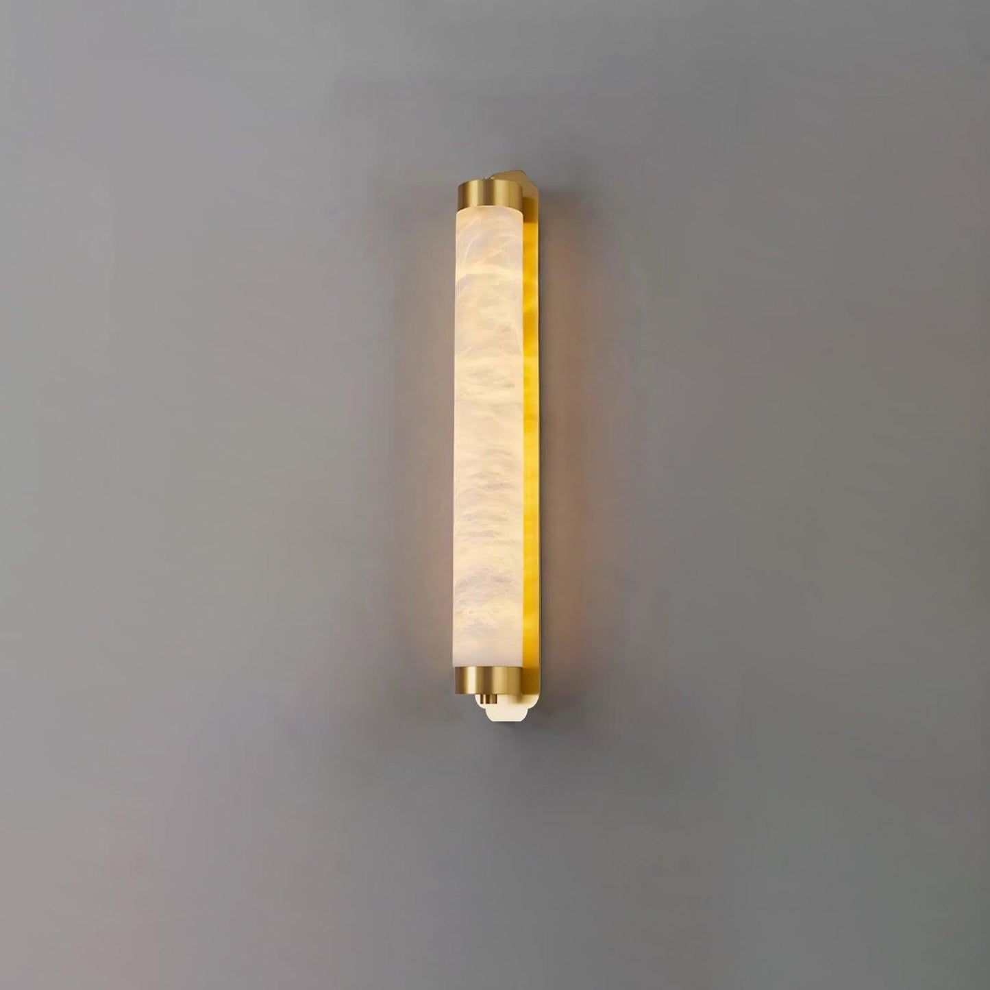 Cylindra Alabaster Brass Wall Light Model B ∅ 3.1″ x H 23.6″ / ∅ 8cm x H 60cm / Brass & White / Warm Light Wall lamp