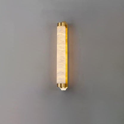 Cylindra Alabaster Brass Wall Light Model B ∅ 3.1″ x H 23.6″ / ∅ 8cm x H 60cm / Brass & White / Warm Light Wall lamp