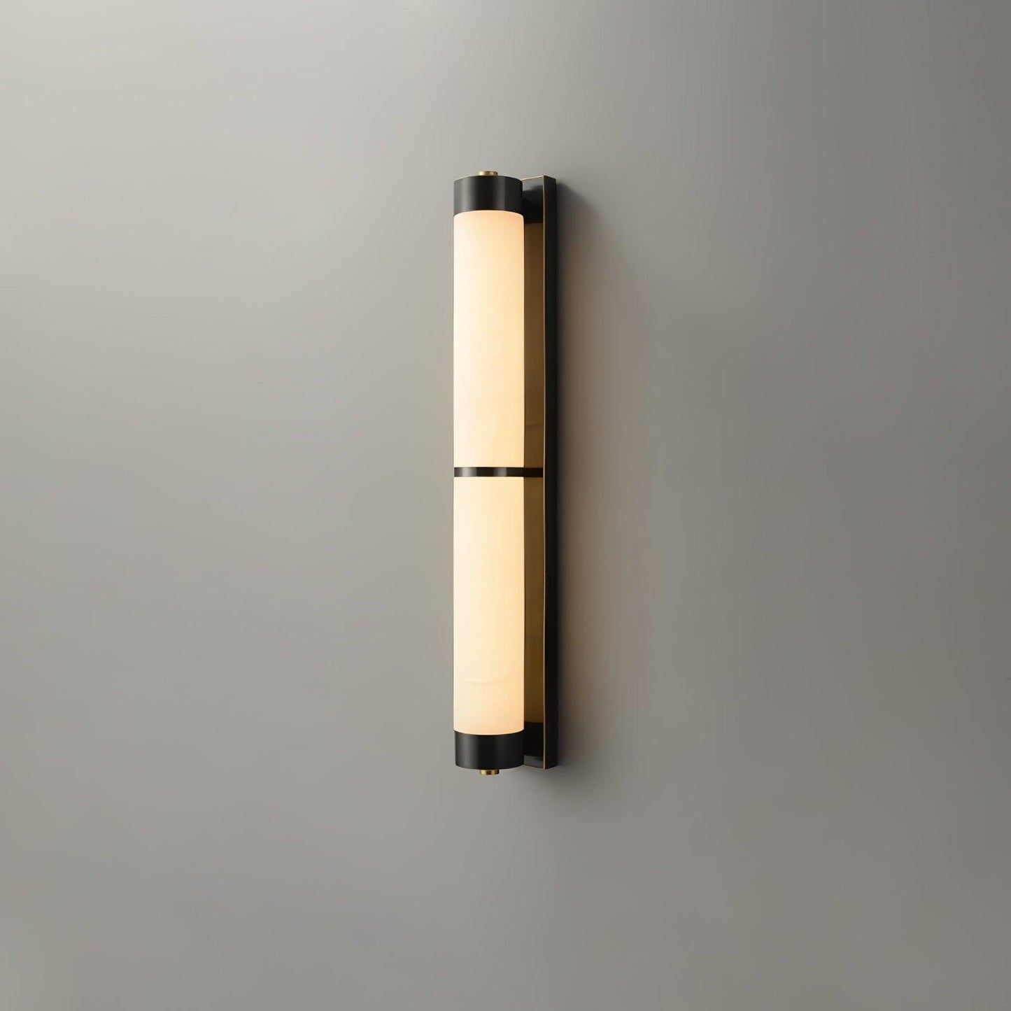 Cylindra Alabaster Brass Wall Light Model A ∅ 3.1″ x H 23.6″ / ∅ 8cm x H 60cm / Black & White / Warm Light Wall lamp