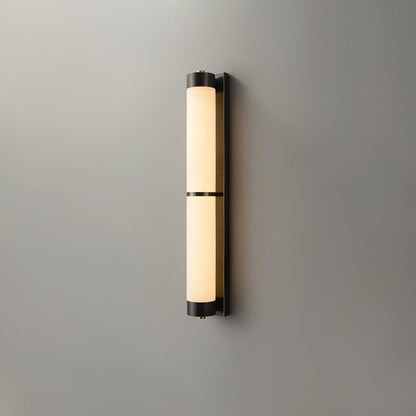 Cylindra Alabaster Brass Wall Light Model A ∅ 3.1″ x H 23.6″ / ∅ 8cm x H 60cm / Black & White / Warm Light Wall lamp