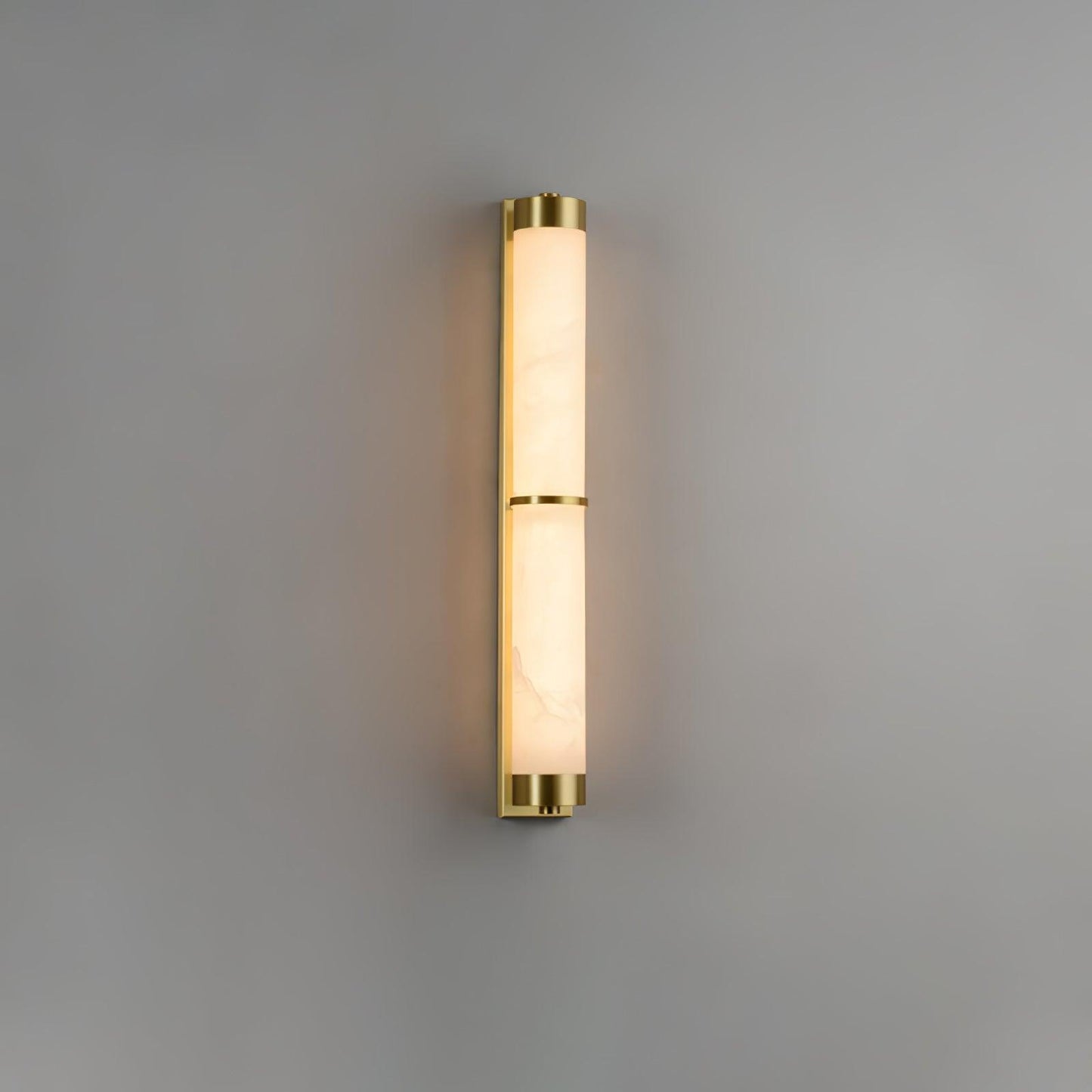 Cylindra Alabaster Brass Wall Light Model A ∅ 3.1″ x H 23.6″ / ∅ 8cm x H 60cm / Brass & White / Warm Light Wall lamp