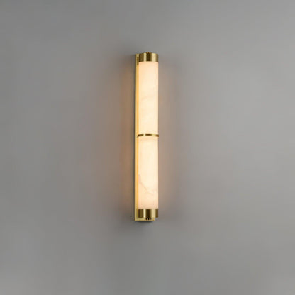 Cylindra Alabaster Brass Wall Light Model A ∅ 3.1″ x H 23.6″ / ∅ 8cm x H 60cm / Brass & White / Warm Light Wall lamp