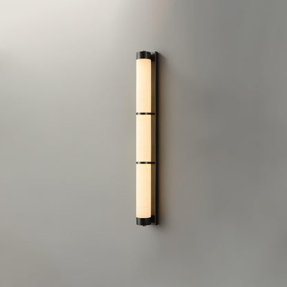 Cylindra Alabaster Brass Wall Light Model C ∅ 3.1″ x H 31.5″ / ∅ 8cm x H 80cm / Black & White / Warm Light Wall lamp