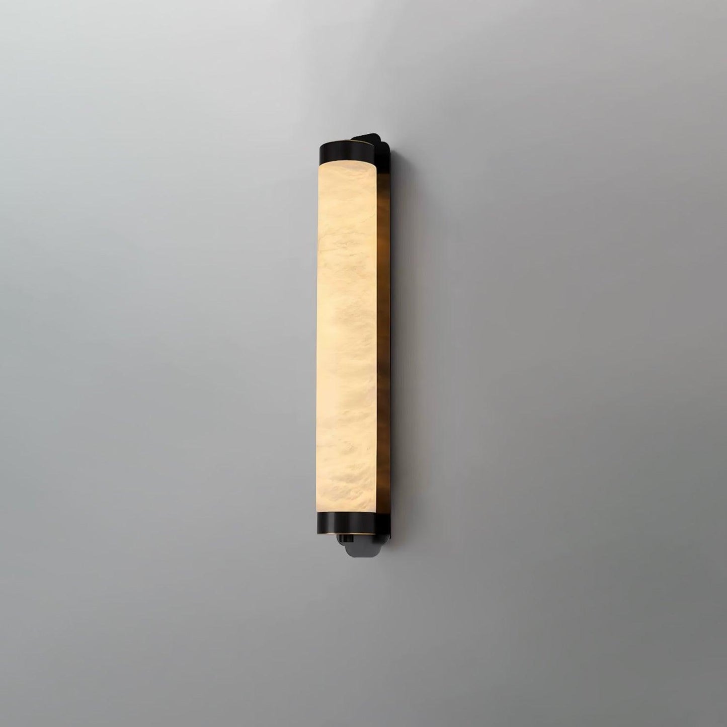 Cylindra Alabaster Brass Wall Light Model B ∅ 3.1″ x H 23.6″ / ∅ 8cm x H 60cm / Black & White / Warm Light Wall lamp