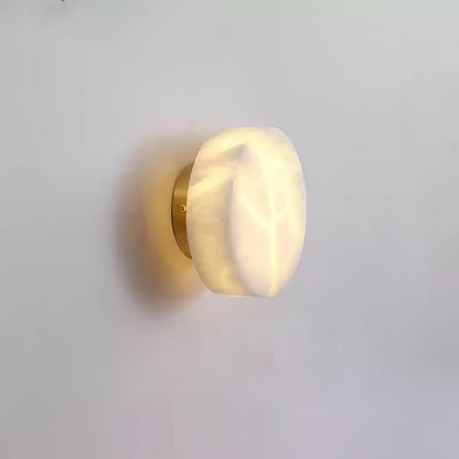 Cylindrical Alabaster Wall Light ∅ 5.9″ x H 2.8″ / Black & White / Warm Light Wall lamp