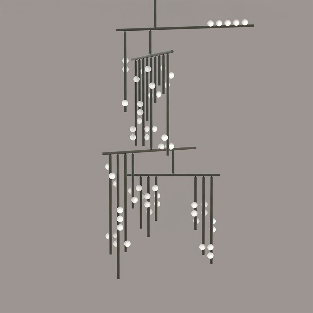 Brass Glass Drop Chandelier 59 Heads L 47.2’’ x W 43.3’’ x H 133.9’’ / Black & White Chandelier