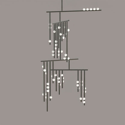 Brass Glass Drop Chandelier 59 Heads L 47.2’’ x W 43.3’’ x H 133.9’’ / Black & White Chandelier