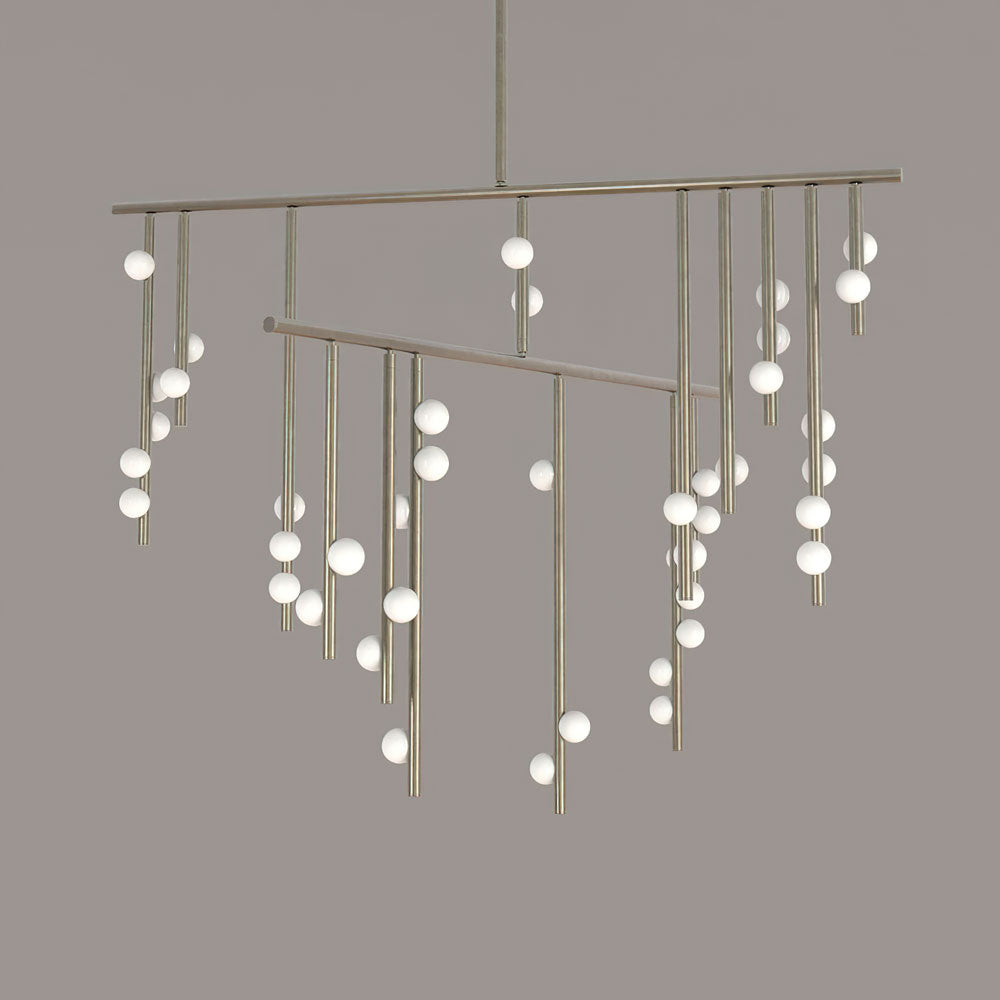 Brass Glass Drop Chandelier 42 Heads L 47.2’’ x W 43.3’’ x H 38.8’’ / Nickel & White Chandelier