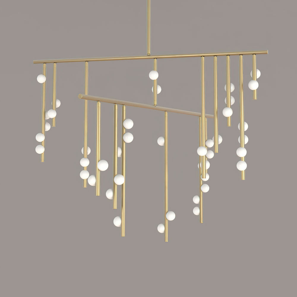 Brass Glass Drop Chandelier 42 Heads L 47.2’’ x W 43.3’’ x H 38.8’’ / Brushed brass & White Chandelier