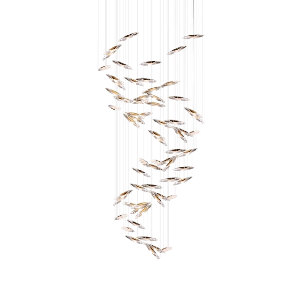Moonlight Whispers Chandelier ∅ 23.6″ x H 39.4″ / Dia 60cm x H 100cm / Clear & Gold / Warm Light Chandelier