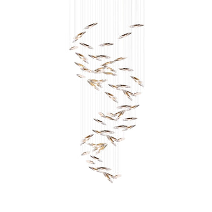 Moonlight Whispers Chandelier ∅ 23.6″ x H 39.4″ / Dia 60cm x H 100cm / Clear & Gold / Warm Light Chandelier