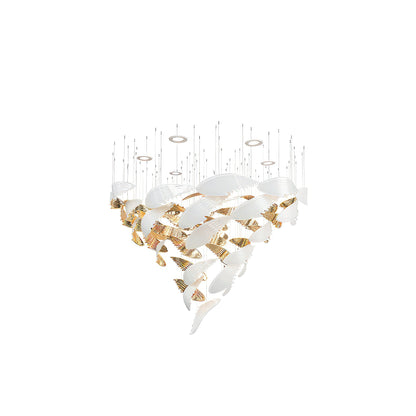 Bennett Chandelier ∅ 23.6″ x 39.4″ / Dia 60cm x 100cm / White & Gold / Warm Light Chandelier